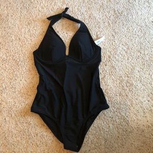 NWT Black Old Navy halter One Piece Bathing Suit